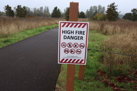 High Fire Danger – logos show no smoking, fires, fireworks, vehicles, ATV, shooting or chainsaws